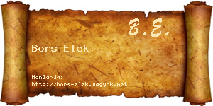 Bors Elek névjegykártya